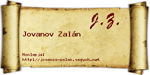 Jovanov Zalán névjegykártya